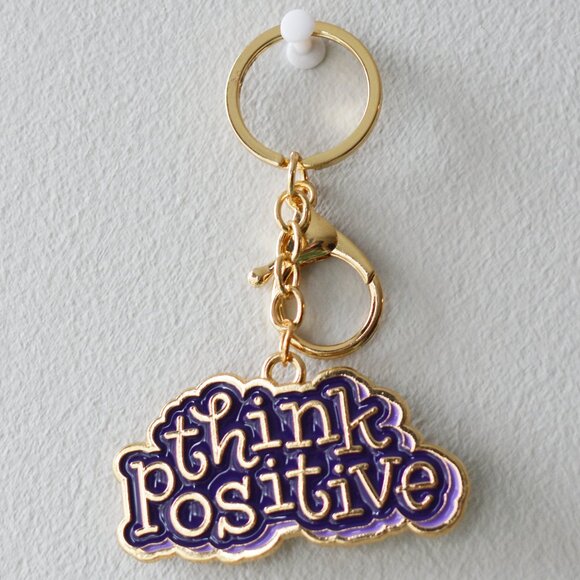 Think Positive Enamel Keychain - Picture 1 of 5
